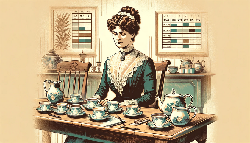 Lady tasting tea by DALL-E
